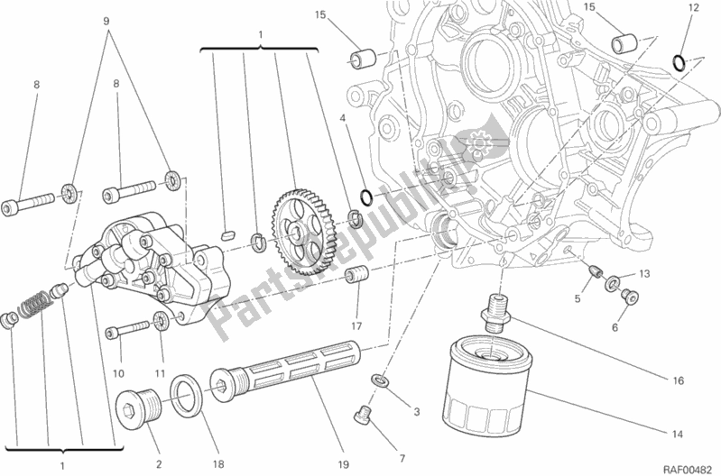 Todas as partes de Filtros E Bomba De óleo do Ducati Hypermotard SP 821 2013
